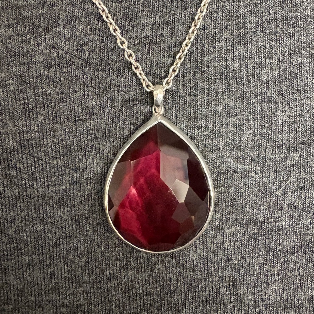 Large Ippolita Cranberry Colored MOP Teardrop Necklace - Picture 10 of 11